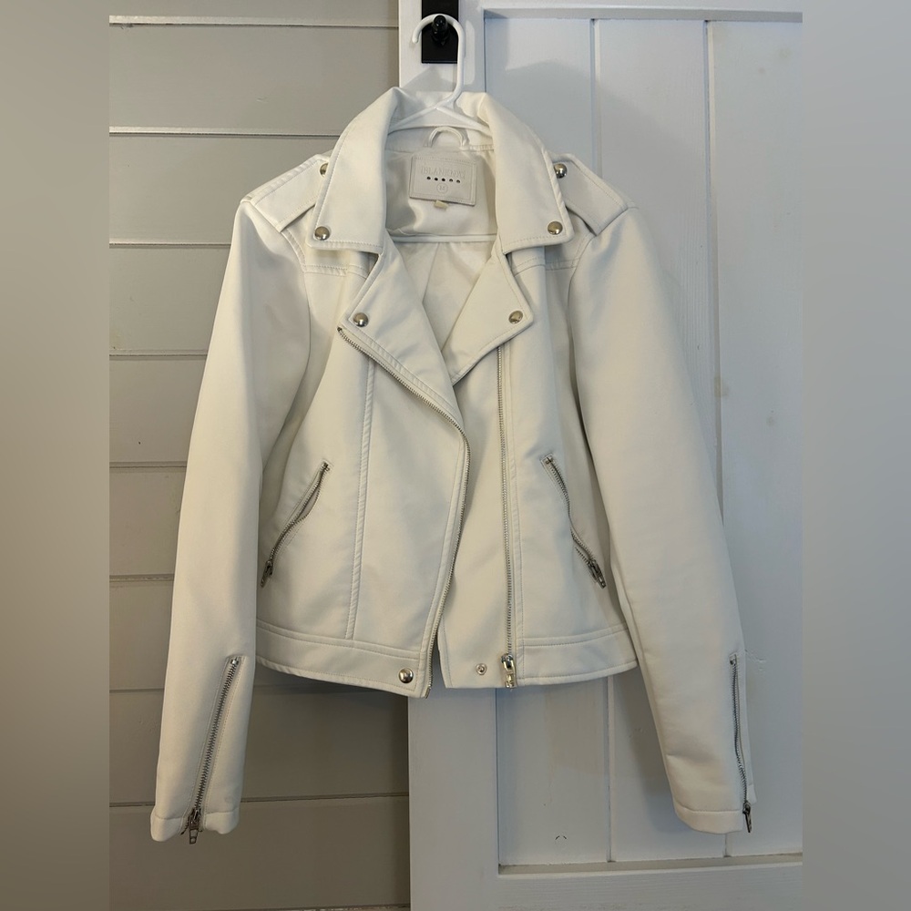 Blank NYC Women's Cream Faux Leather Jacket